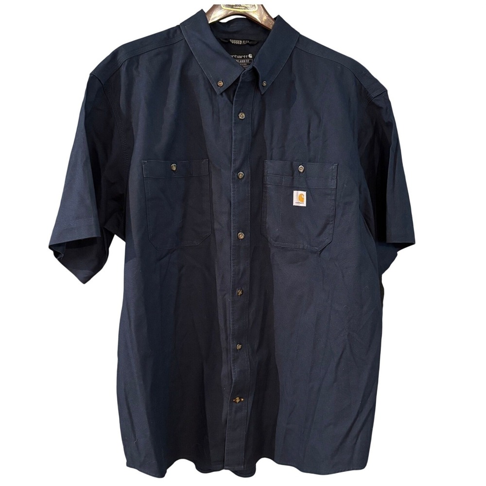 Carhartt Mens‎ Rugged Flex Relaxed Fit Canvas Shirt Navy 2XL 103555-412